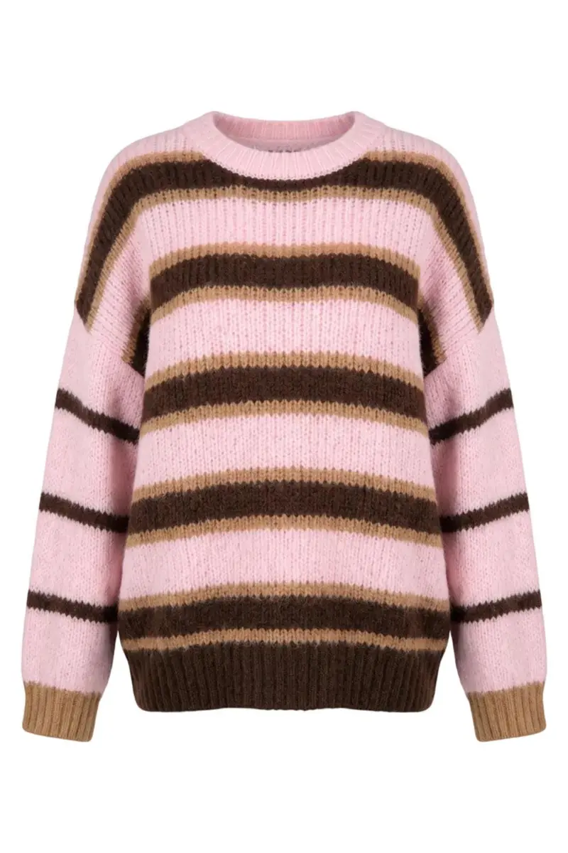 A-Bee - Hallie  6136  - Camel / Pink / Brown Stripe
