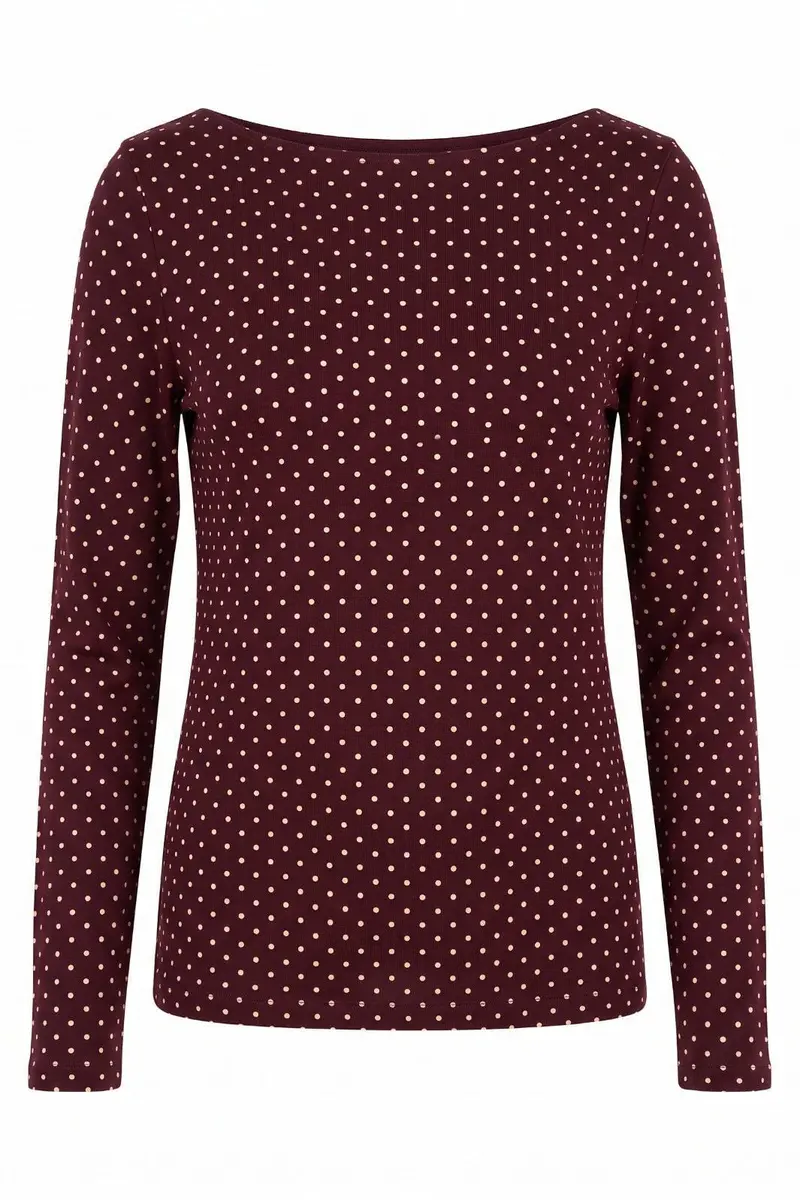 A-Bee - Poppy  97201  - Burgundy With Cream Polka Dot