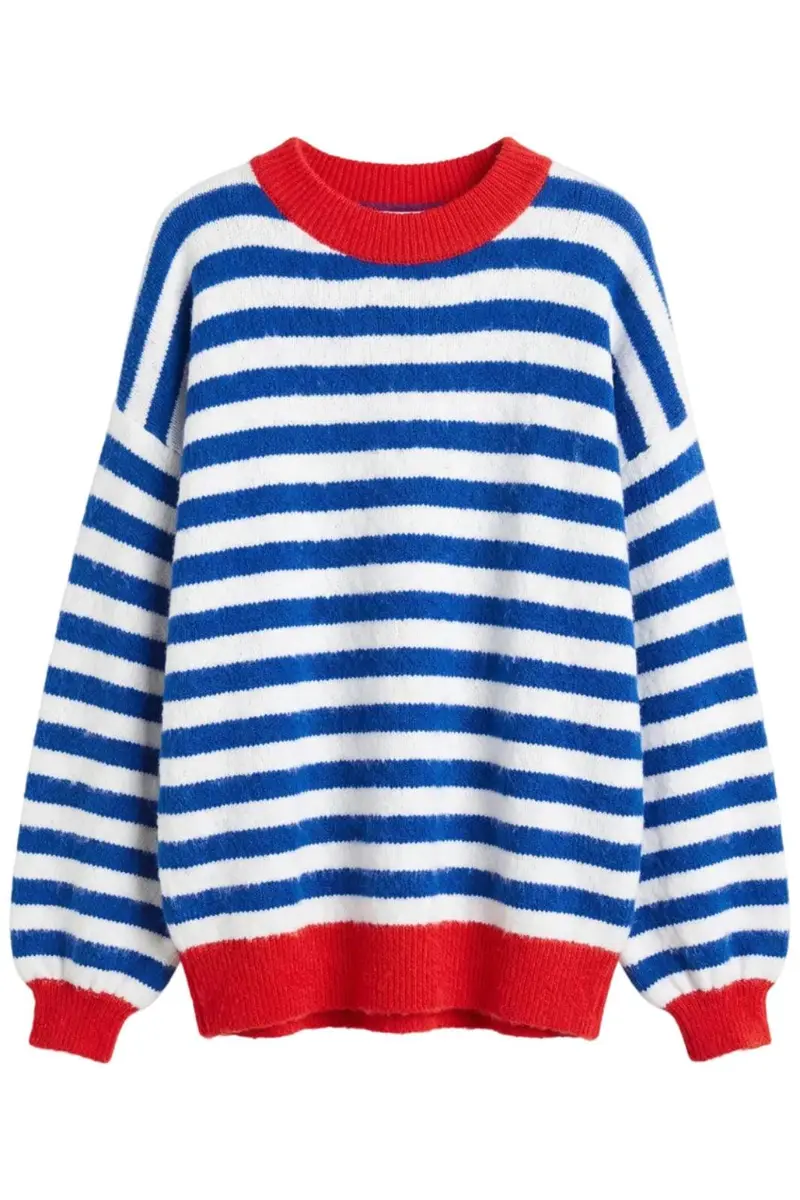A-Bee - Savannah  W6038  - Blue / White Stripe, Red Trim