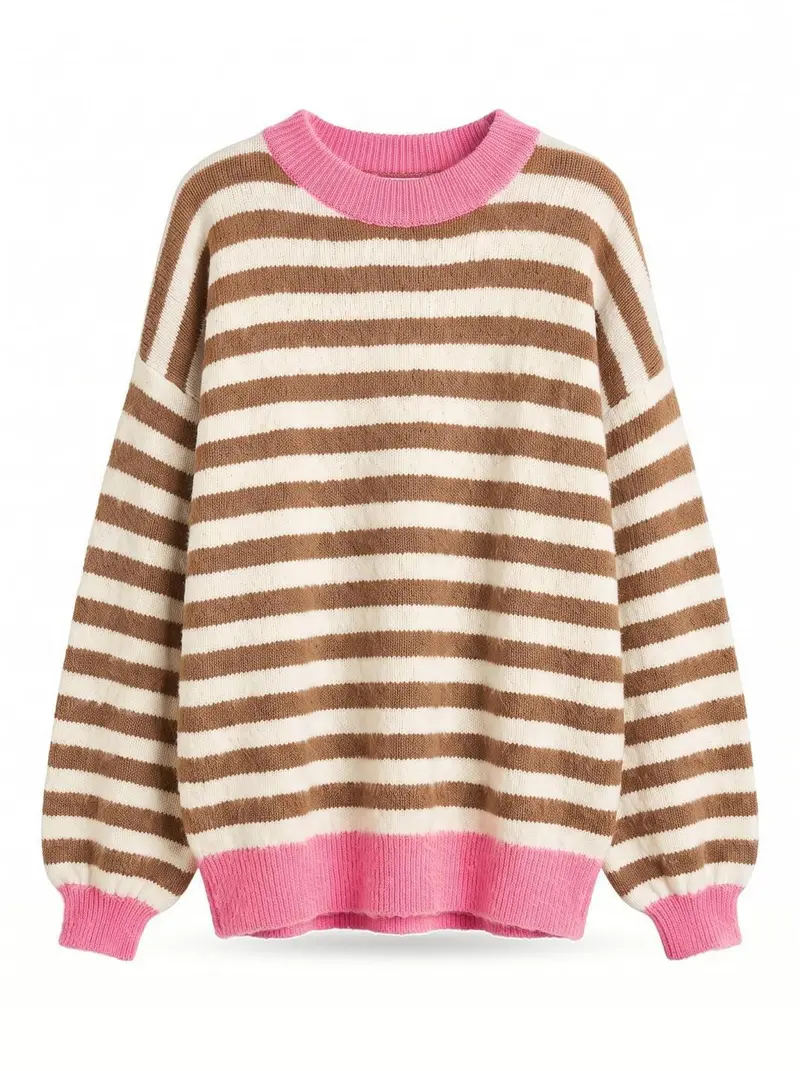 A-Bee - Savannah  W6038  - Camel / Cream Stripe, Pink Trim