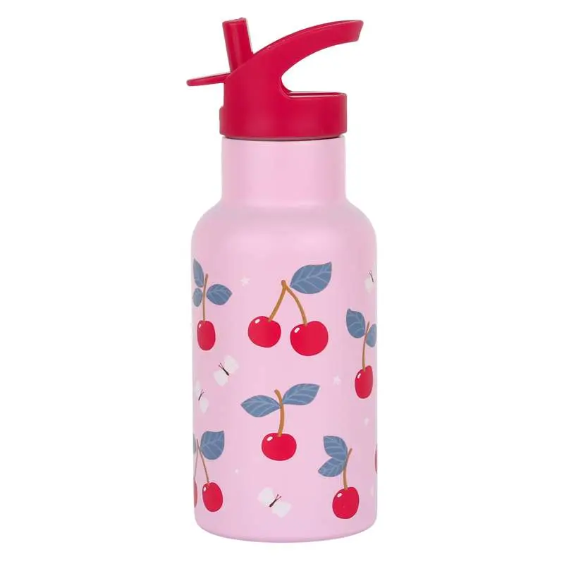 A Little Lovely Company Ståldrikkedunk - 350ml - Cherries
