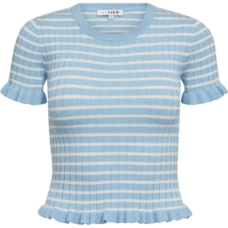 A-View - Fabi Knit Top AV7079 - 100 - Light Blue/White Stripe