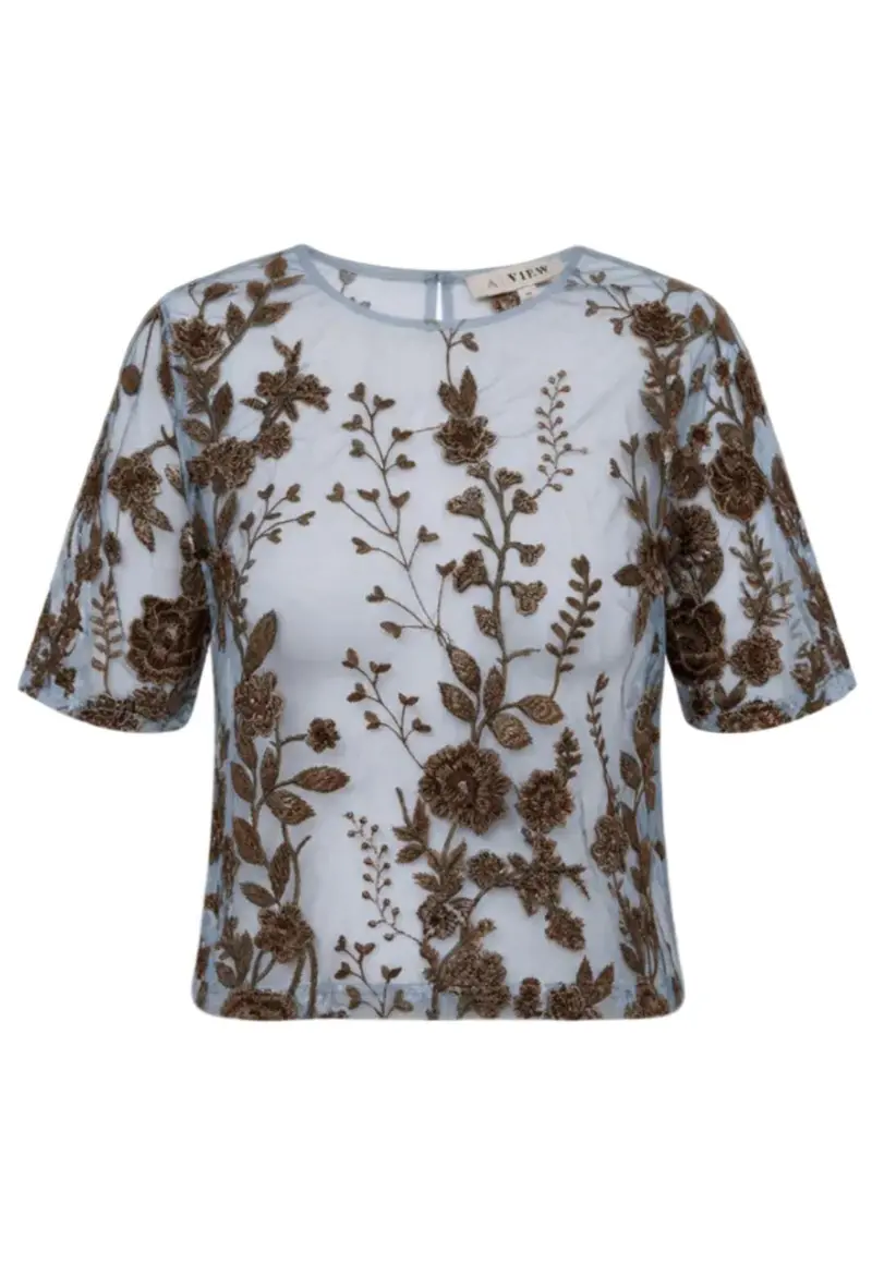A-View - Fuschia Blouse AV4881 - 899 - Light Blue/Brown