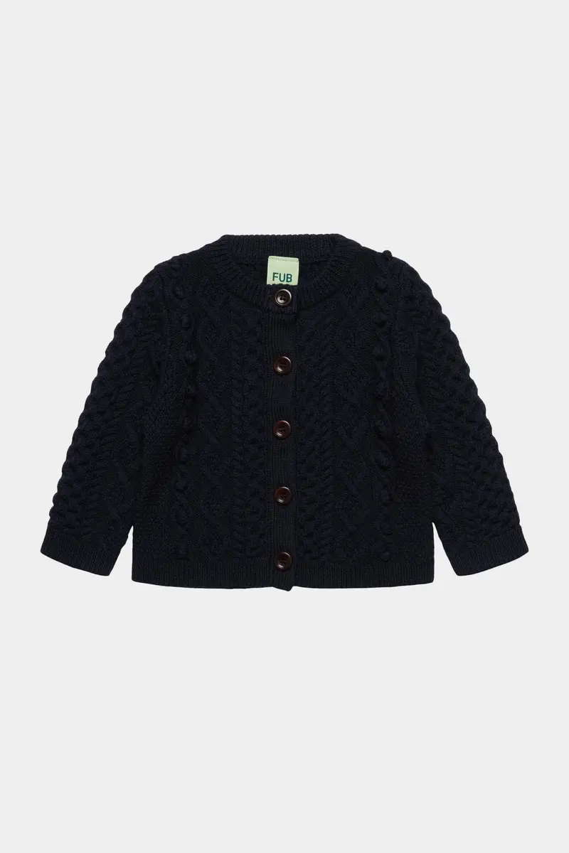 Baby Aran Cardigan, Dark Navy