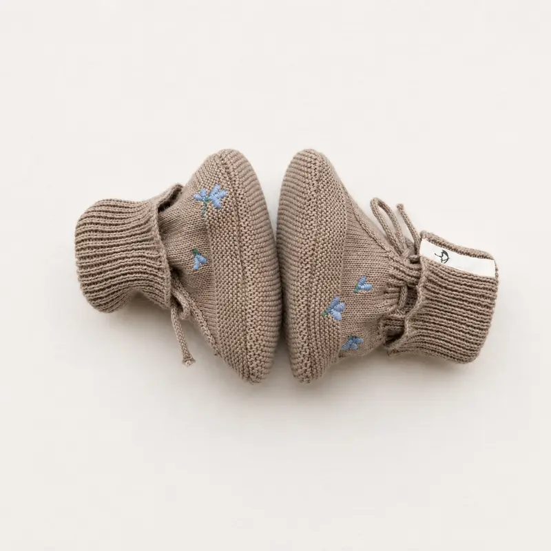 Baby Booties - Blueberry on Khaki