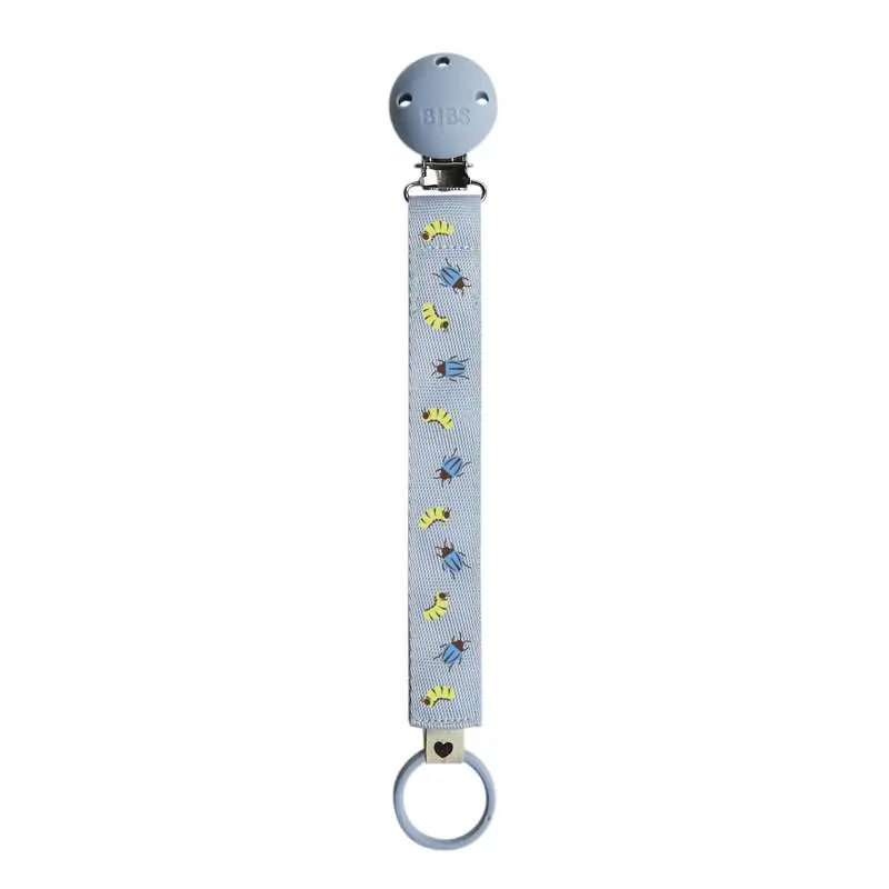 BIBS Accessories - Pacifier Clip Ribbon - Caterpillar/Beetle Studio - Dusty Blue