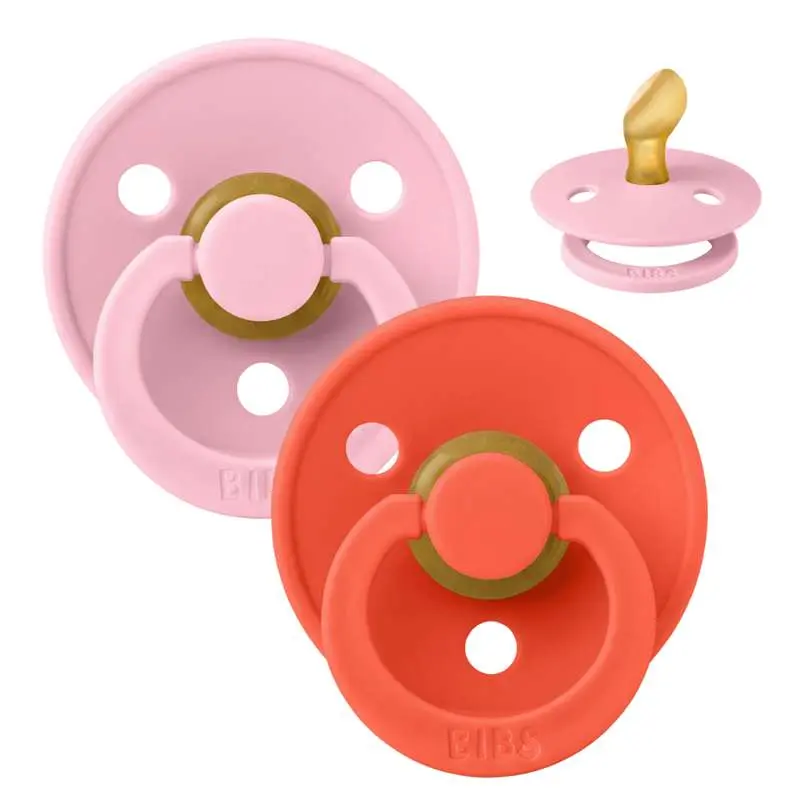 BIBS Anatomisk Colour Sut - 2-Pak - Str. 1 - Naturgummi - Baby Pink/Tango