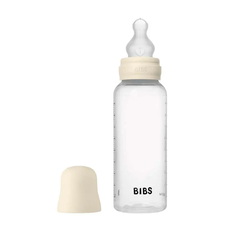 BIBS Bottle - Sutteflaskesæt - Plastik - Silikone/Medium Flow/Rund - 270ml - Ivory