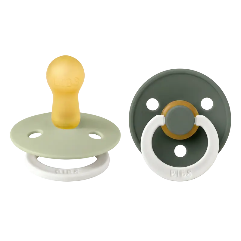 BIBS Pacifier Colour 2 PACK Latex Sage GLOW/Pine GLOW