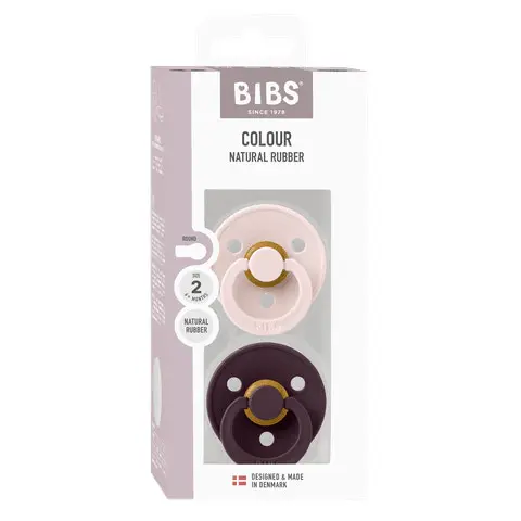 BIBS Pacifier Colour 2 PACK Latex Size 2 Petal/Plum