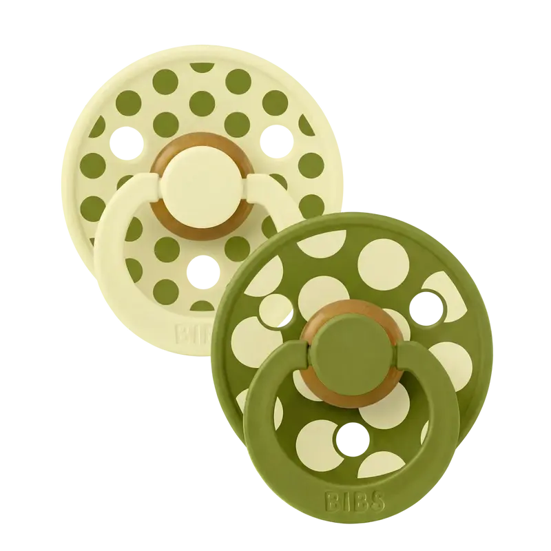 BIBS Pacifier Studio Colour 2 PACK Polka Mix Latex Luna/Wasabi