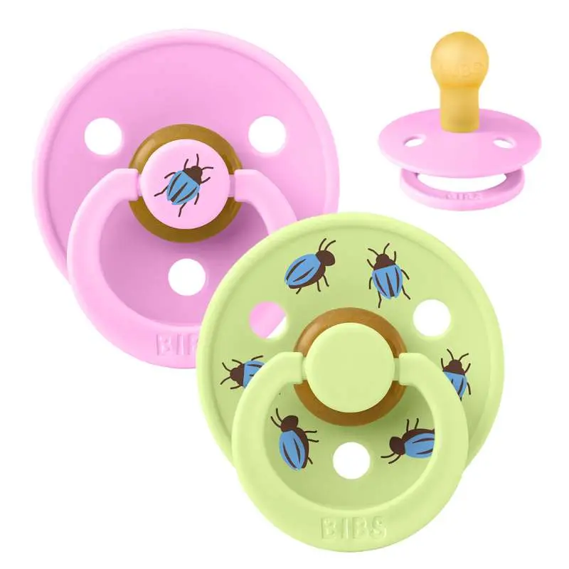 BIBS Rund Colour Sut - 2-Pak - Str. 1 - Naturgummi - Beetle Studio - Ballet/Matcha