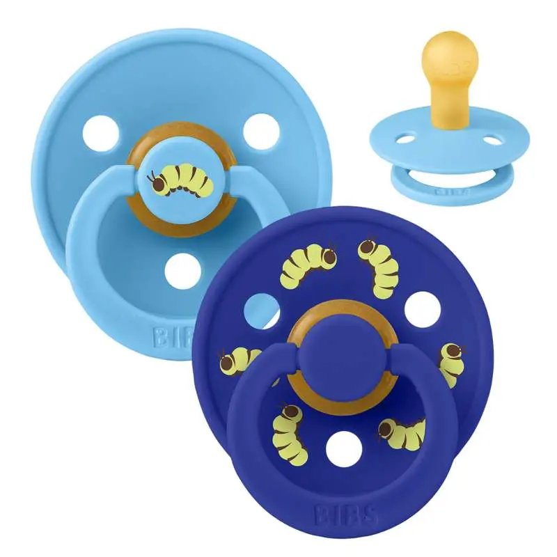 BIBS Rund Colour Sut - 2-Pak - Str. 1 - Naturgummi - Caterpillar Studio - Breeze/Sonic