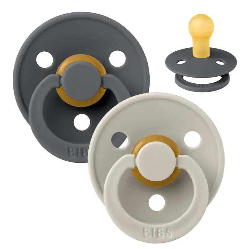 BIBS Rund Colour Sut - 2-Pak - Str. 1 - Naturgummi - Iron/Sand