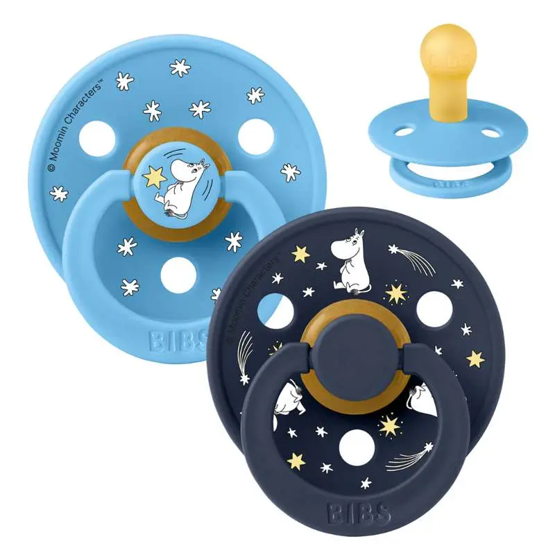 BIBS Rund Colour Sut - 2-Pak - Str. 1 - Naturgummi - Moomin - Goodnight - Breeze Mix