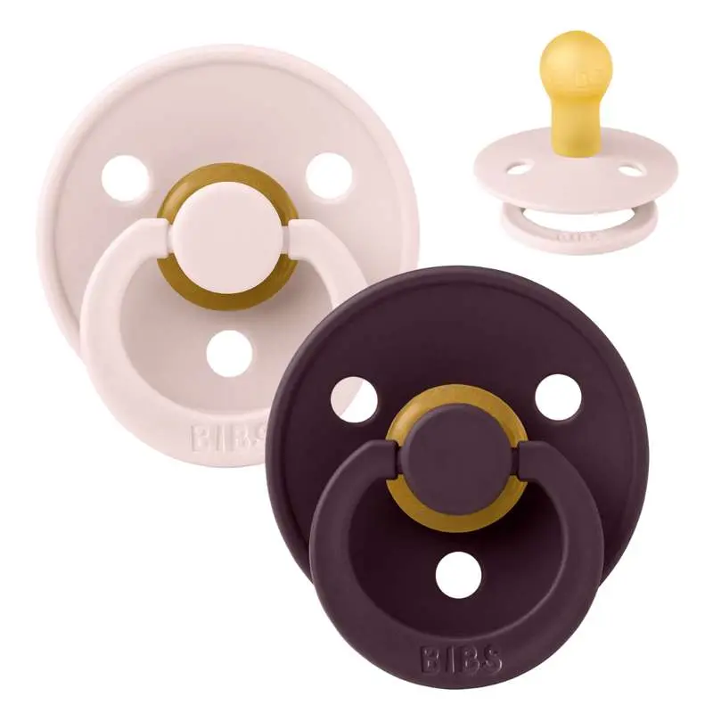 BIBS Rund Colour Sut - 2-Pak - Str. 1 - Naturgummi - Petal/Plum