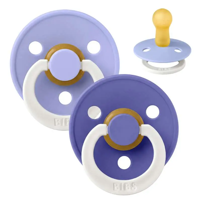 BIBS Rund Colour Sut - 2-Pak - Str. 2 - Naturgummi - GLOW - Hush/Grape