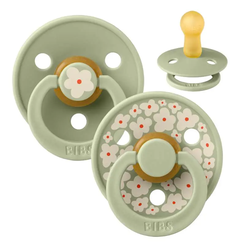 BIBS Rund Colour Sut - 2-Pak - Str. 2 - Naturgummi - Jasmine Studio - Sage/Sage