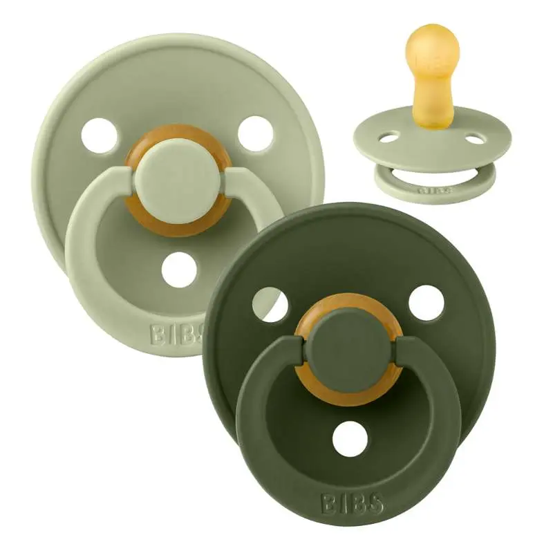 BIBS Rund Colour Sut - 2-Pak - Str. 2 - Naturgummi - Sage/Hunter Green