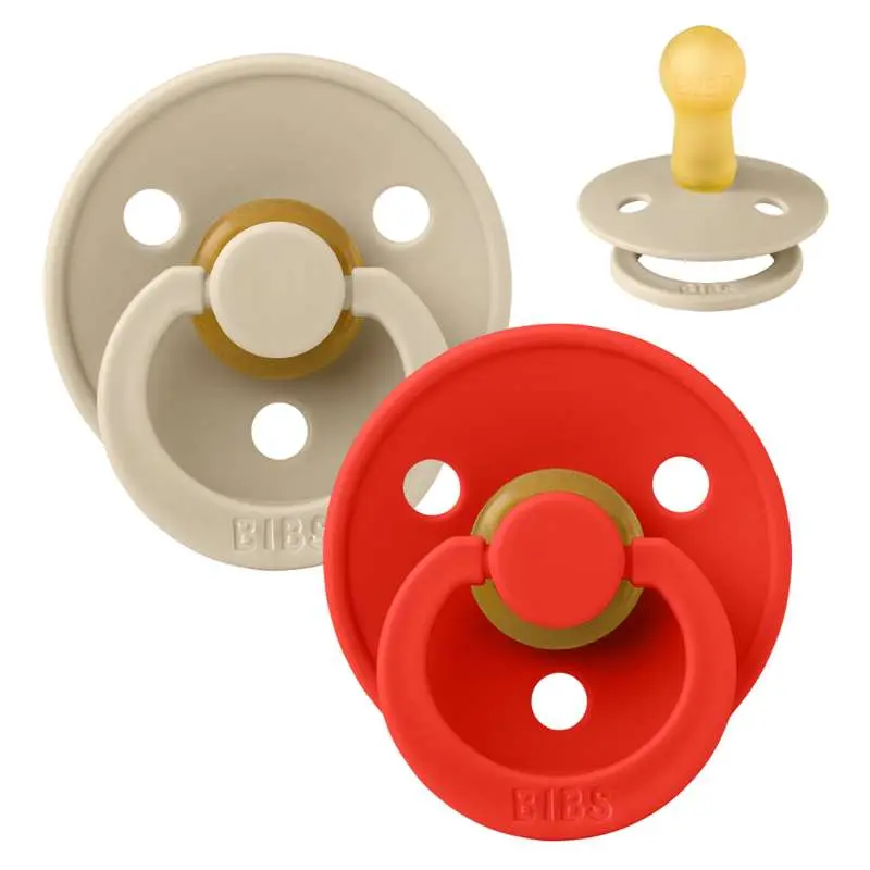BIBS Rund Colour Sut - 2-Pak - Str. 2 - Naturgummi - Vanilla/Candy Apple