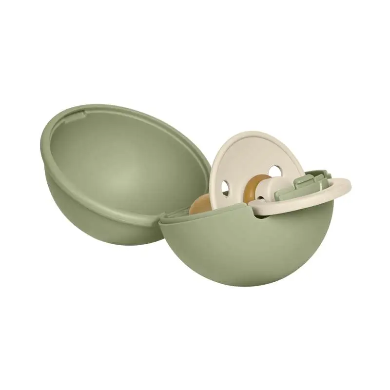 BIBS Rund Colour Sut - Str. 1 - Naturgummi - m. Pacifier Case Mini - Ivory/Sage
