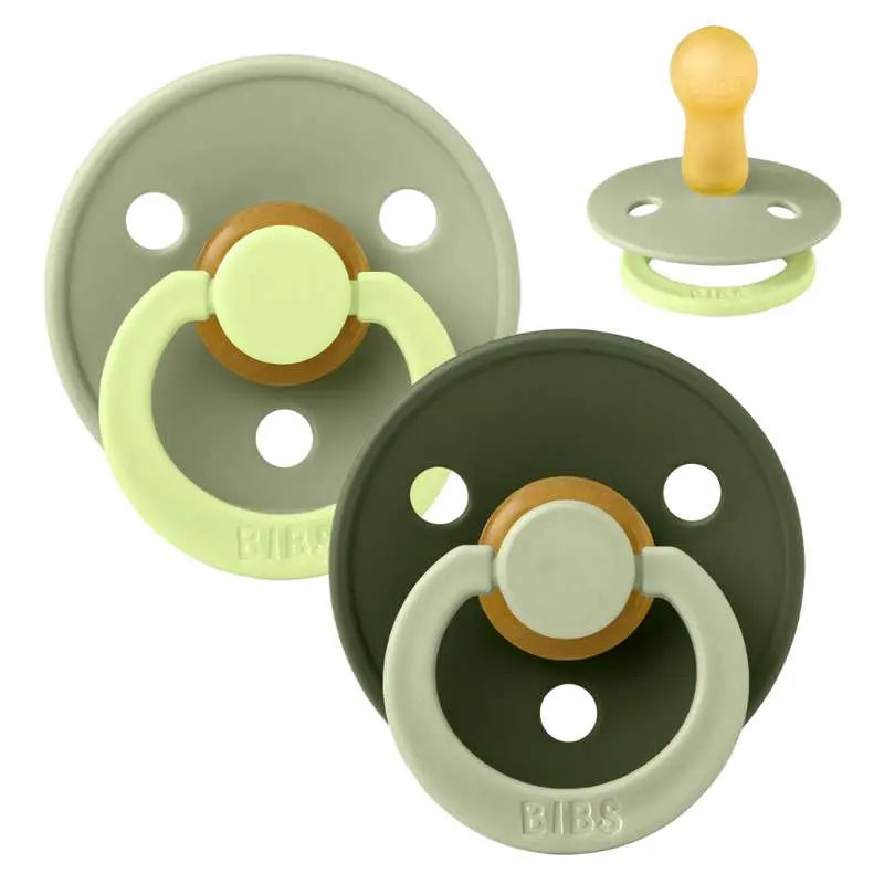 BIBS Rund Colour Sut - Str. 2 - Naturgummi - Fusion Studio - Sage/Hunter Green Mix