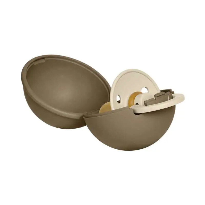 BIBS Rund Colour Sut - Str. 2 - Naturgummi - m. Pacifier Case Mini - Vanilla/Dark Oak