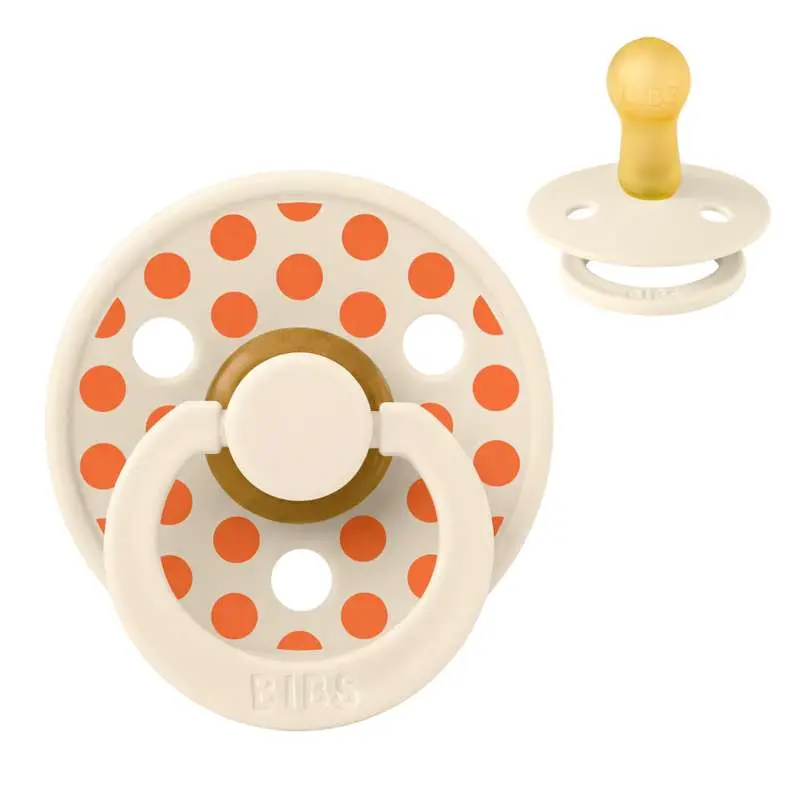 BIBS Rund Colour Sut - Str. 2 - Naturgummi - Medium Polka Studio - Ivory/Tango