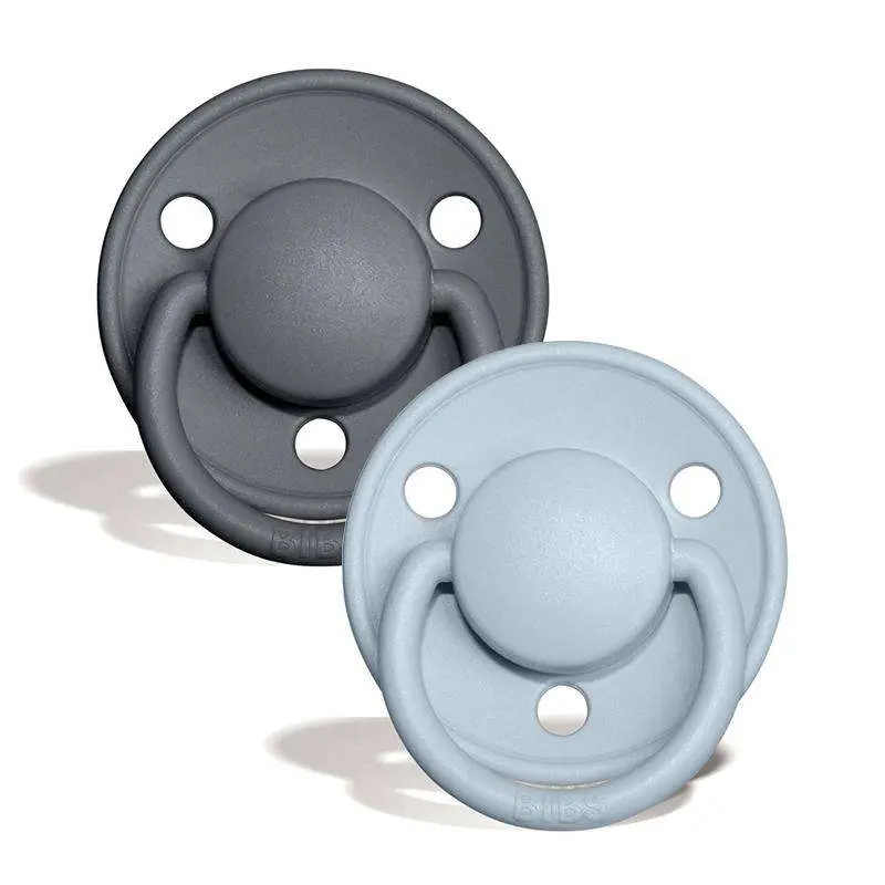 BIBS Rund De Lux Sut - 2-Pak - Onesize - Silikone - Iron/Baby Blue