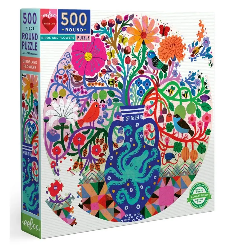 Birds and Flowers 500 brikker rundt puslespil fra eeBoo