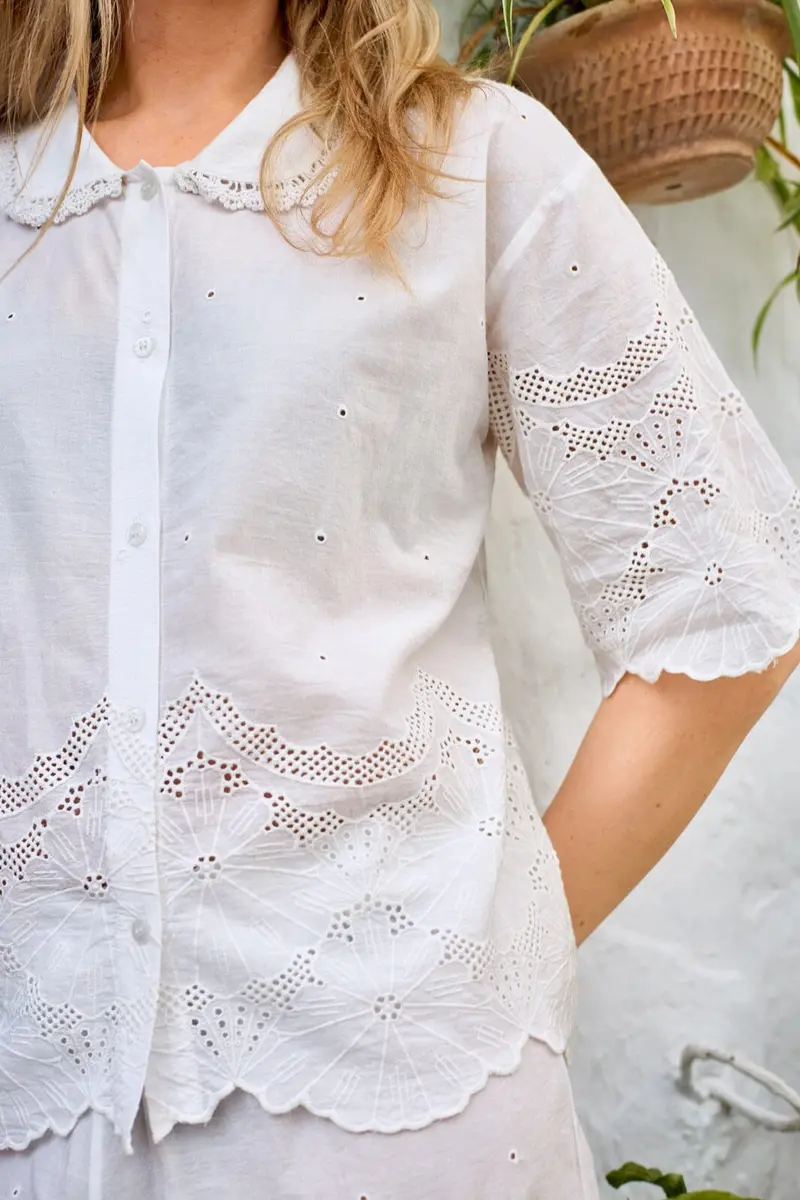 Black Colour - Bcagneta Lace Blouse 41135 - Off White