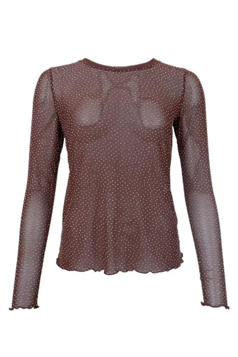 Black Colour - Bcalexis Tee W/Stones 40746 - Shirts - Coffee