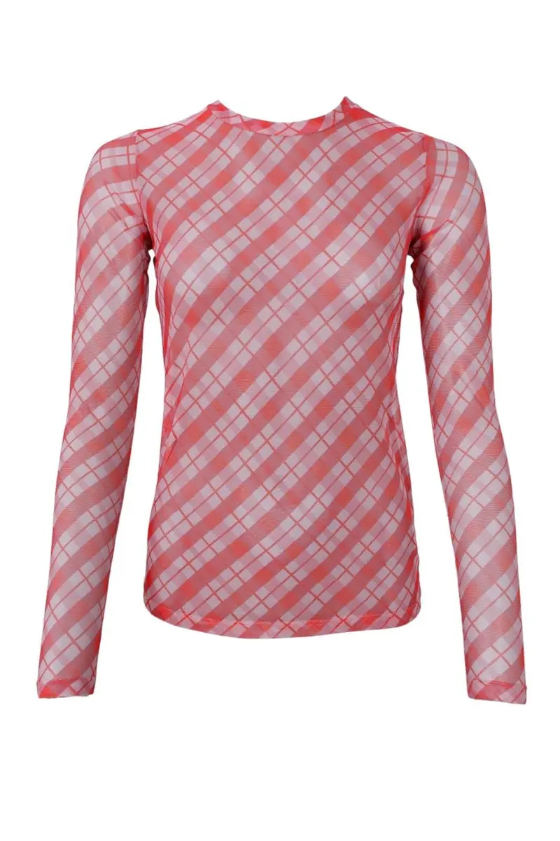 Black Colour - Bcanne Mesh Blouse 41138 - Shirts - Red Check