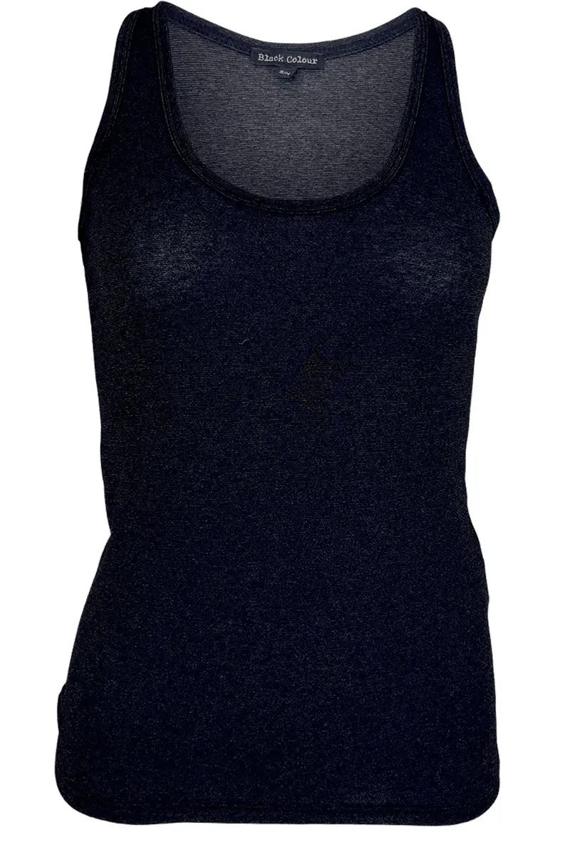 Black Colour - BcbCFaye Lurex Top - Black/Black
