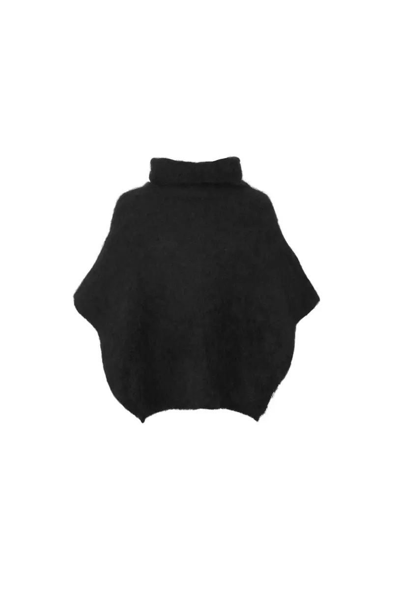 Black Colour - Bcbjoerk Roll Neck Poncho 1273 - Black