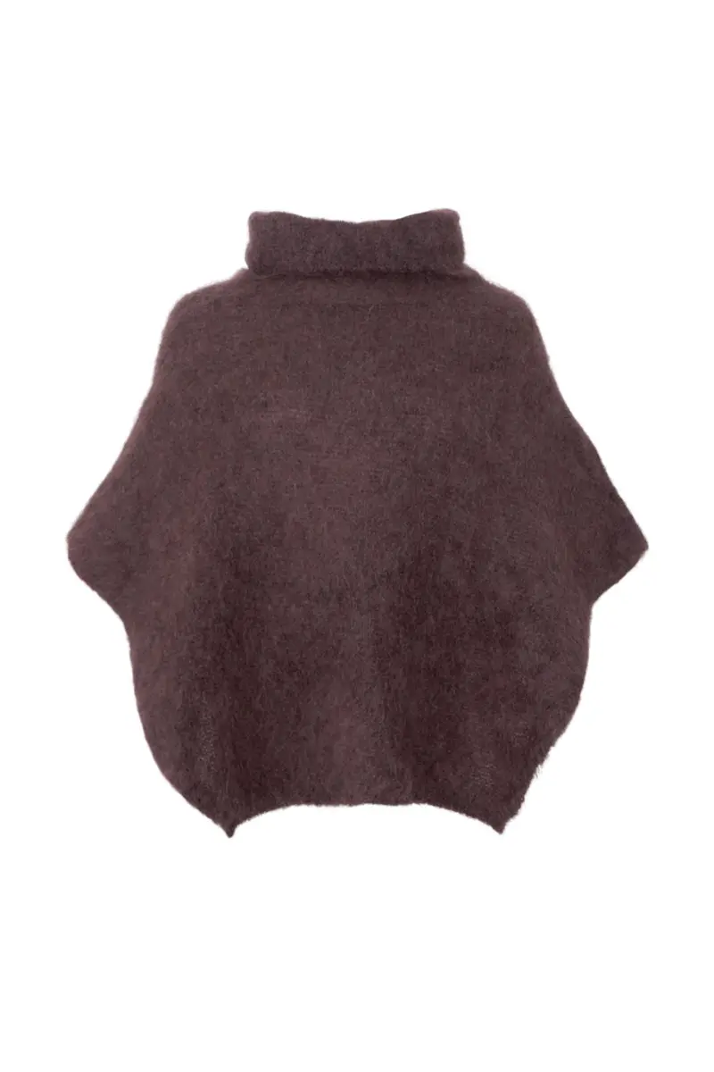 Black Colour - Bcbjoerk Roll Neck Poncho 1273 - Coffee