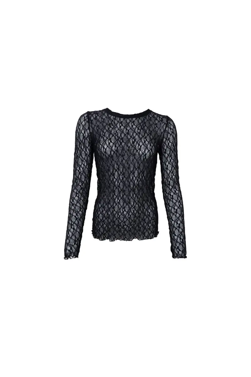Black Colour - Bccecily Lace Blouse 41288 - Shirts - Black