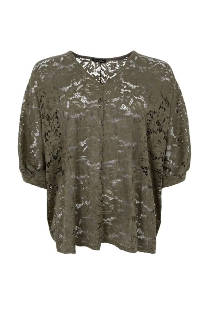 Black Colour - Bcdebbie Lace Blouse 41082 - Army