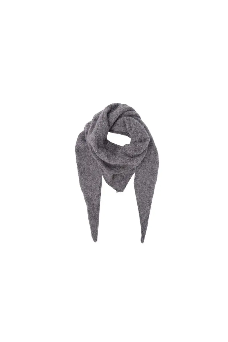 Black Colour - Bcdell Knitted Mini Scarf 208327 - Grey Melange
