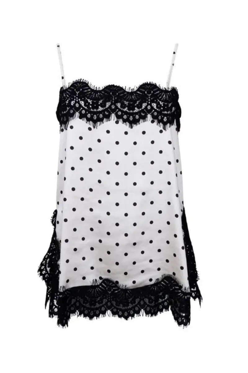 Black Colour - Bcevie Lace Strap Top 41046 - Shirts - White Dot