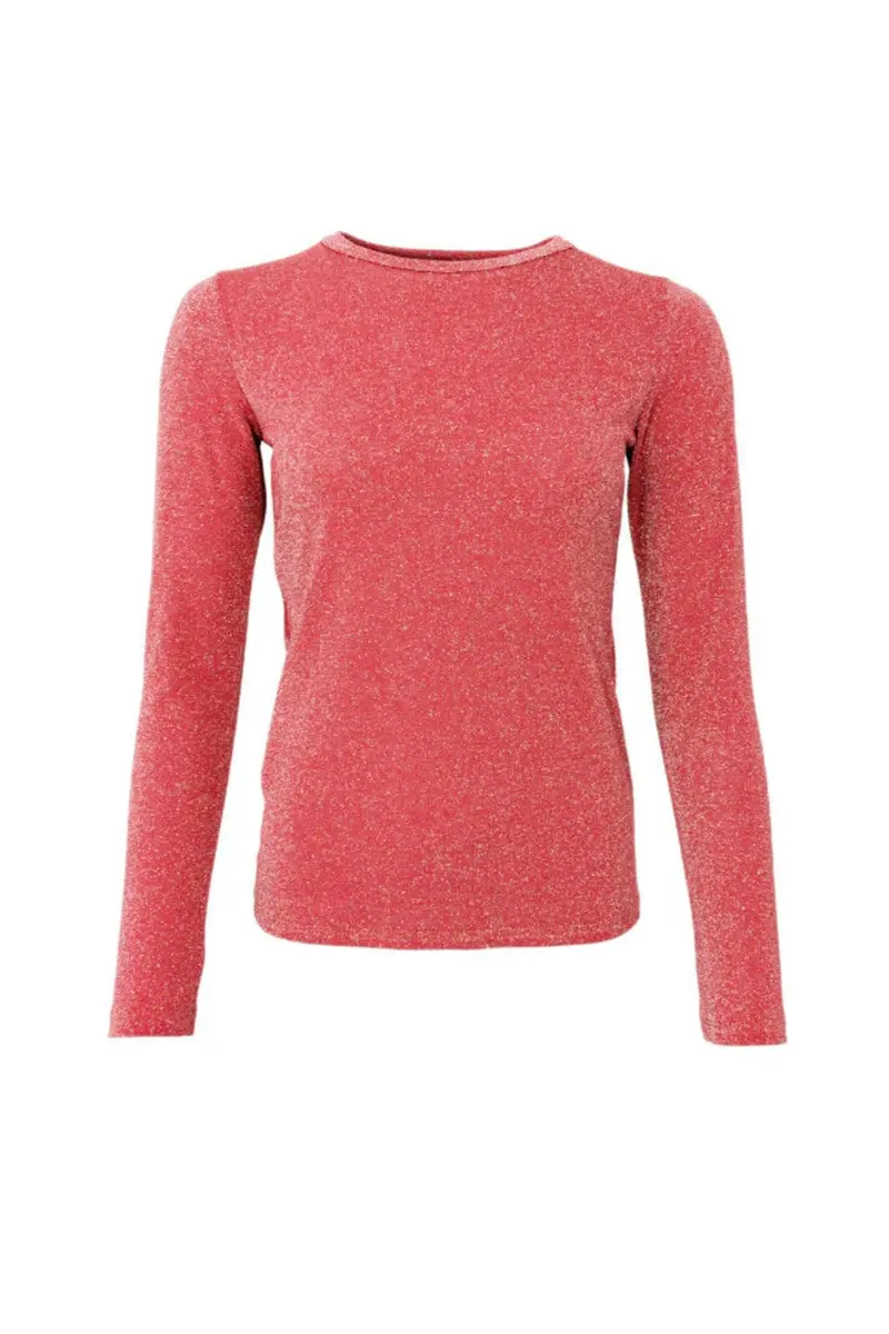 Black Colour - Bcfaye Lurex Blouse 3739 - Shirts - Coral Red