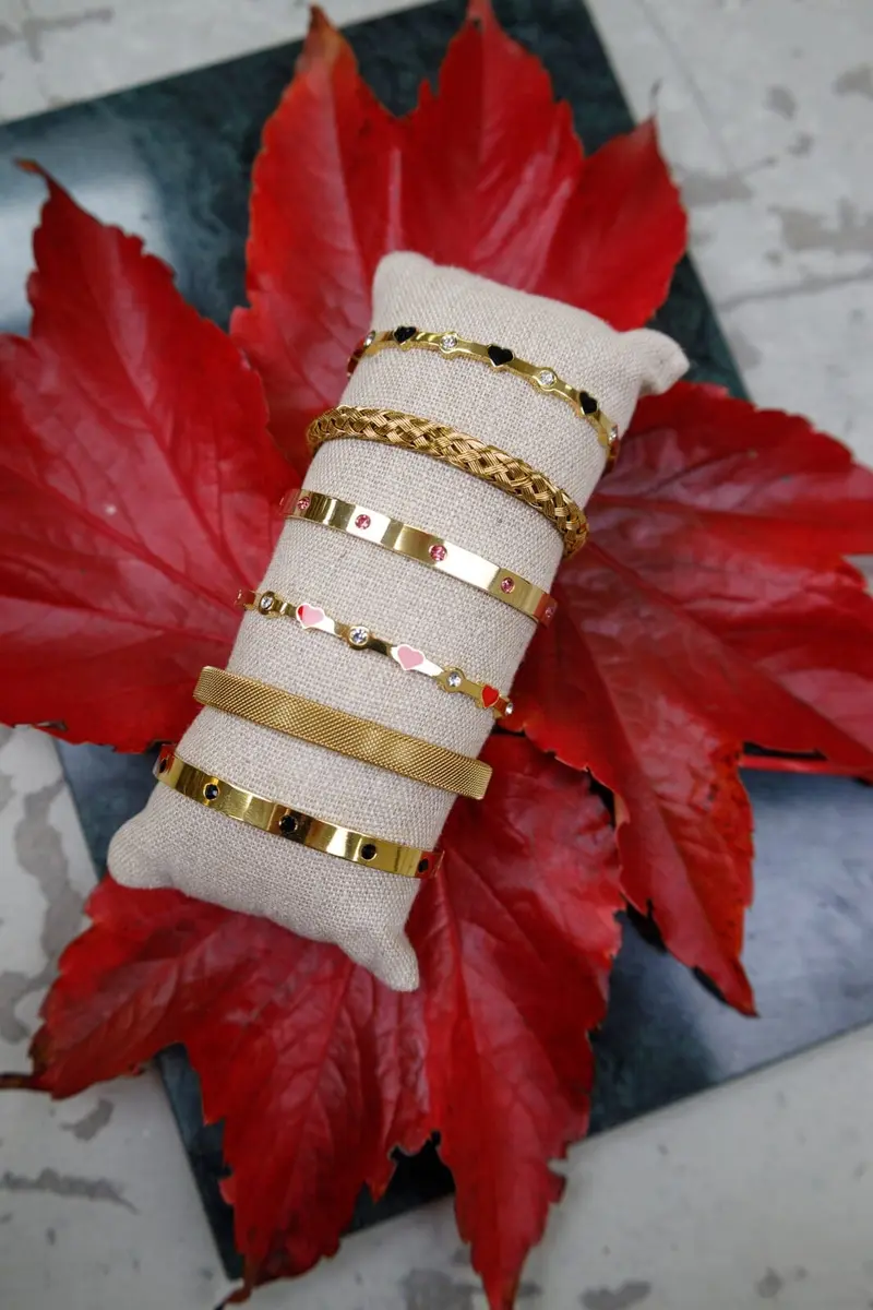Black Colour - Bcjanet Bracelet 4429 - Golden Coloured
