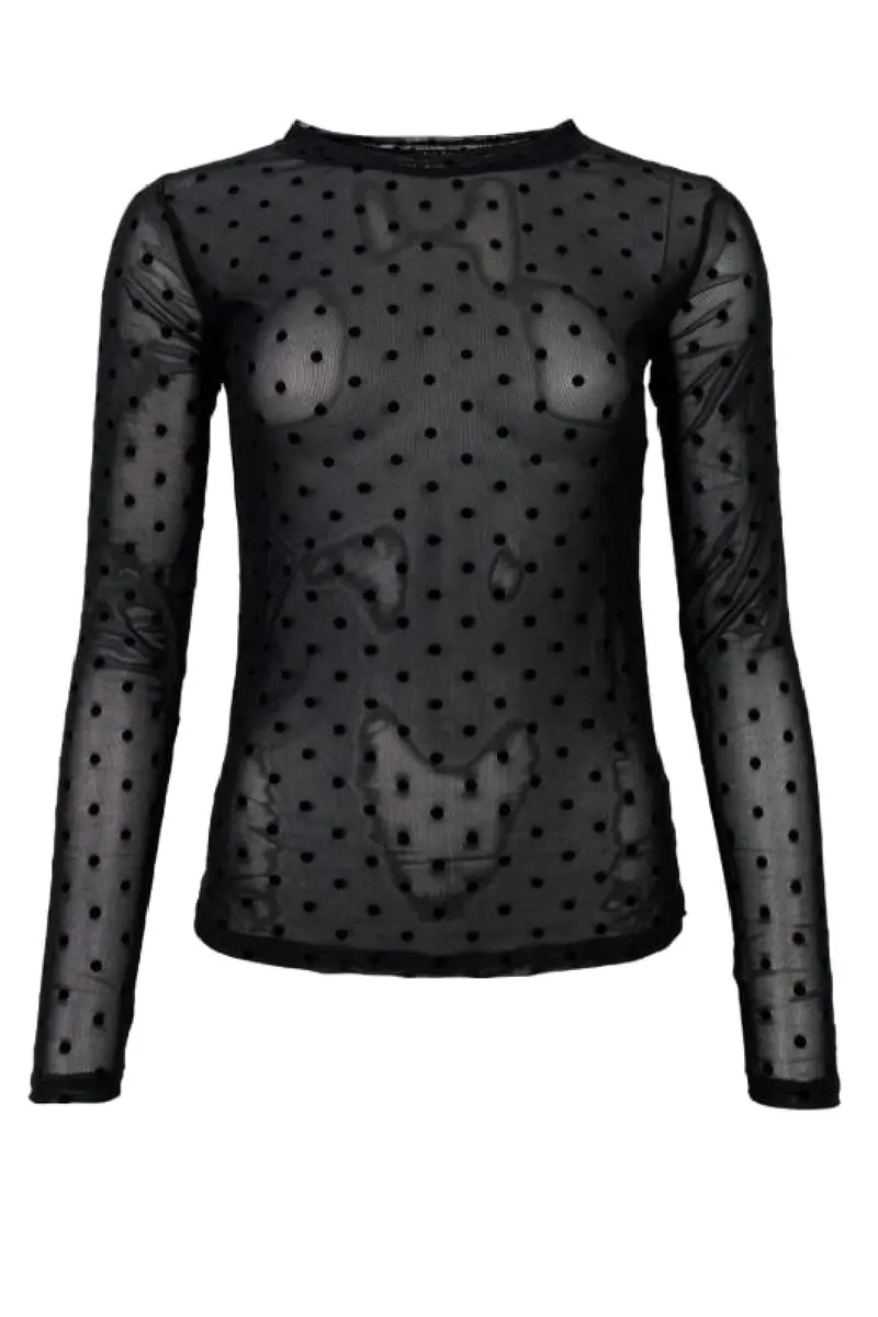 Black Colour - Bcjennie Dotted Mesh Blouse - SHIRTS,MUSTHAVES Black