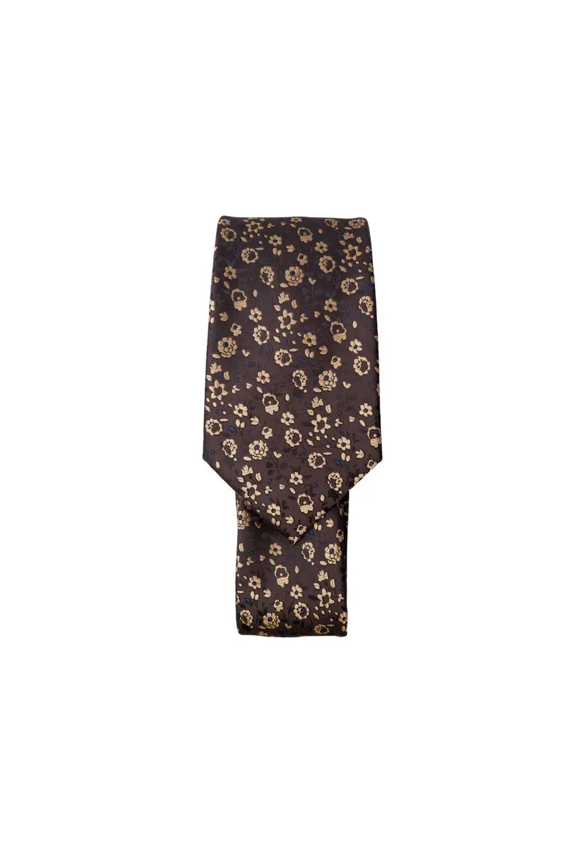 Black Colour - Bclulu Tie 208437 - Brown Flower