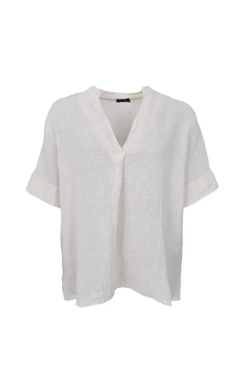 Black Colour - Bcmelina Ss Linen Blouse 40842 - Vanilla