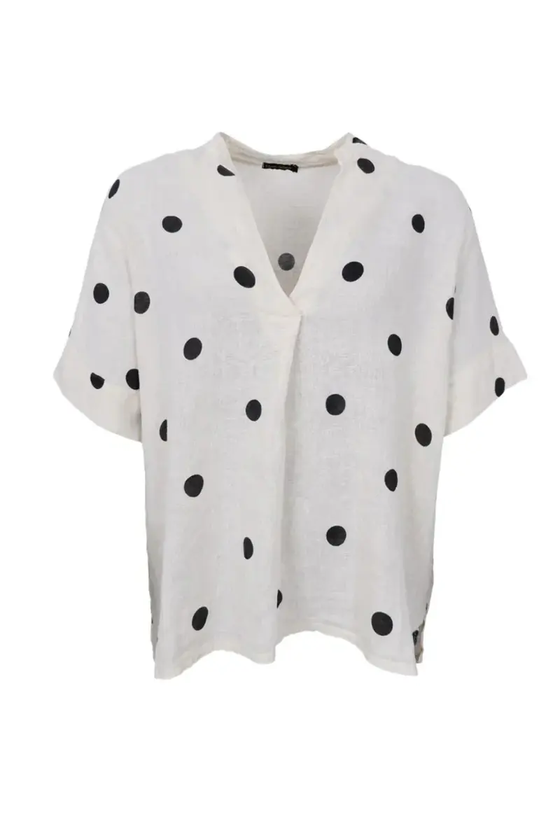 Black Colour - Bcmelina Ss Linen Shirt 41104 - Dot