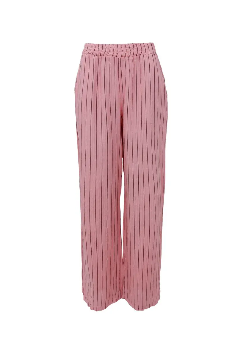 Black Colour - Bcmelina Wide Linen Pant 41114 - Rose Stripe