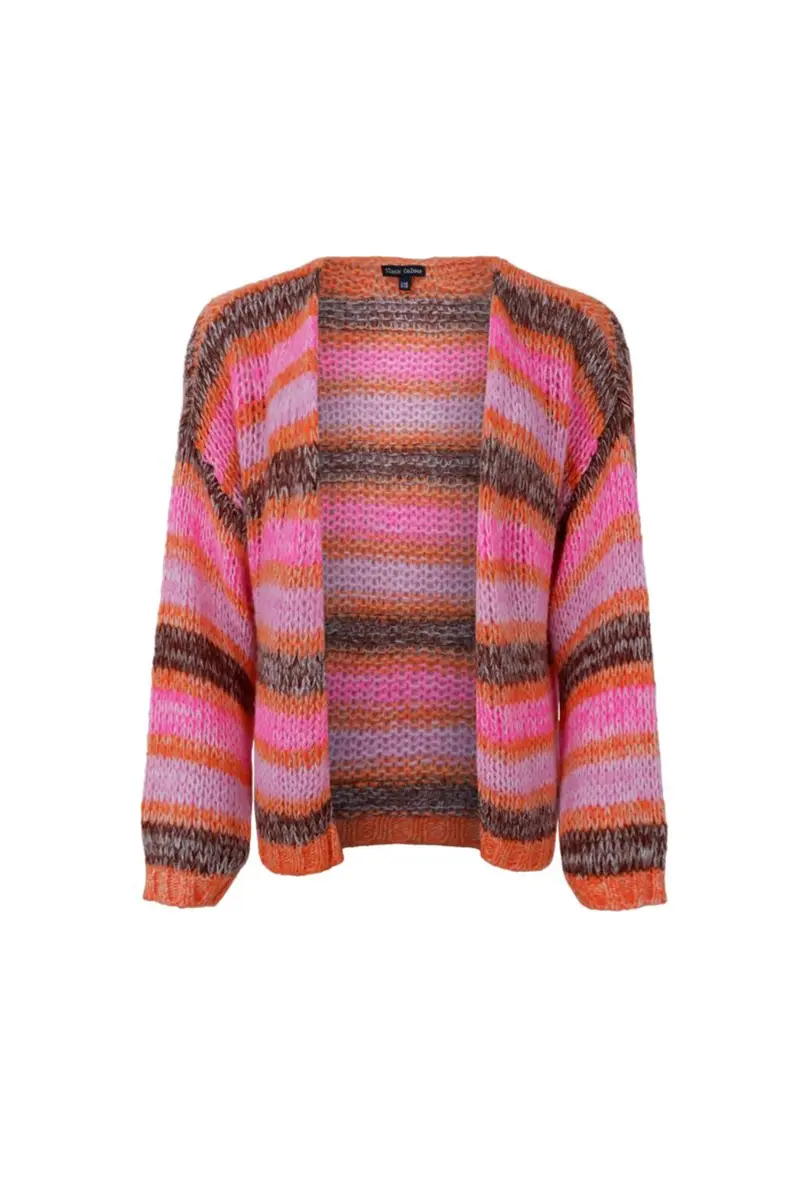 Black Colour - Bctherese Striped Cardigan 1248 - Multi Orange