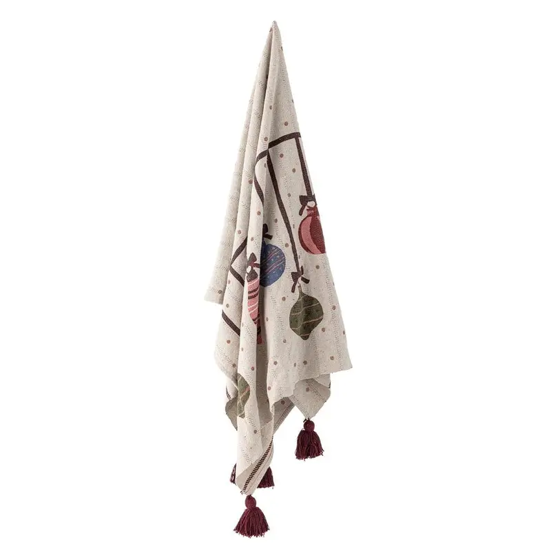 Bloomingville - Ornamentia Plaid, RøD, Genanvendt Bomuld 82063293 - Red