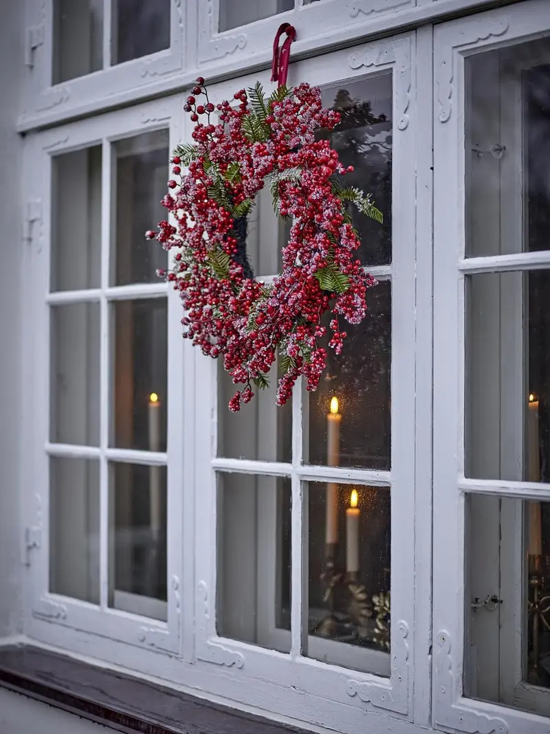 Bloomingville - Winter Berry Krans, RøD, Kunstige Blomster 82073066 - Red